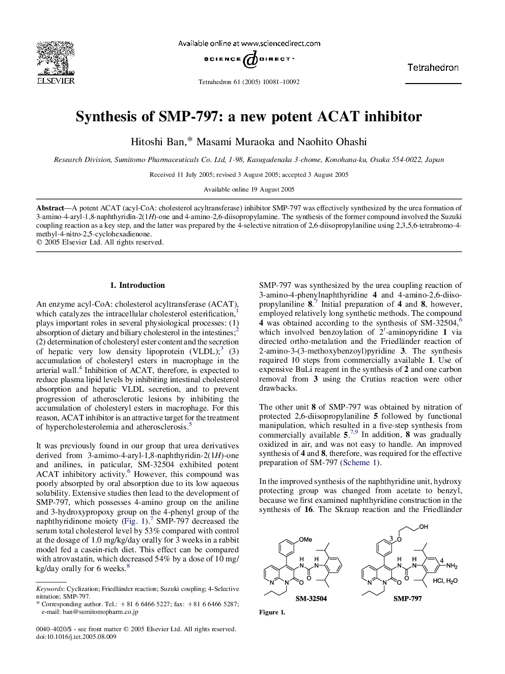 Synthesis of SMP-797: a new potent ACAT inhibitor