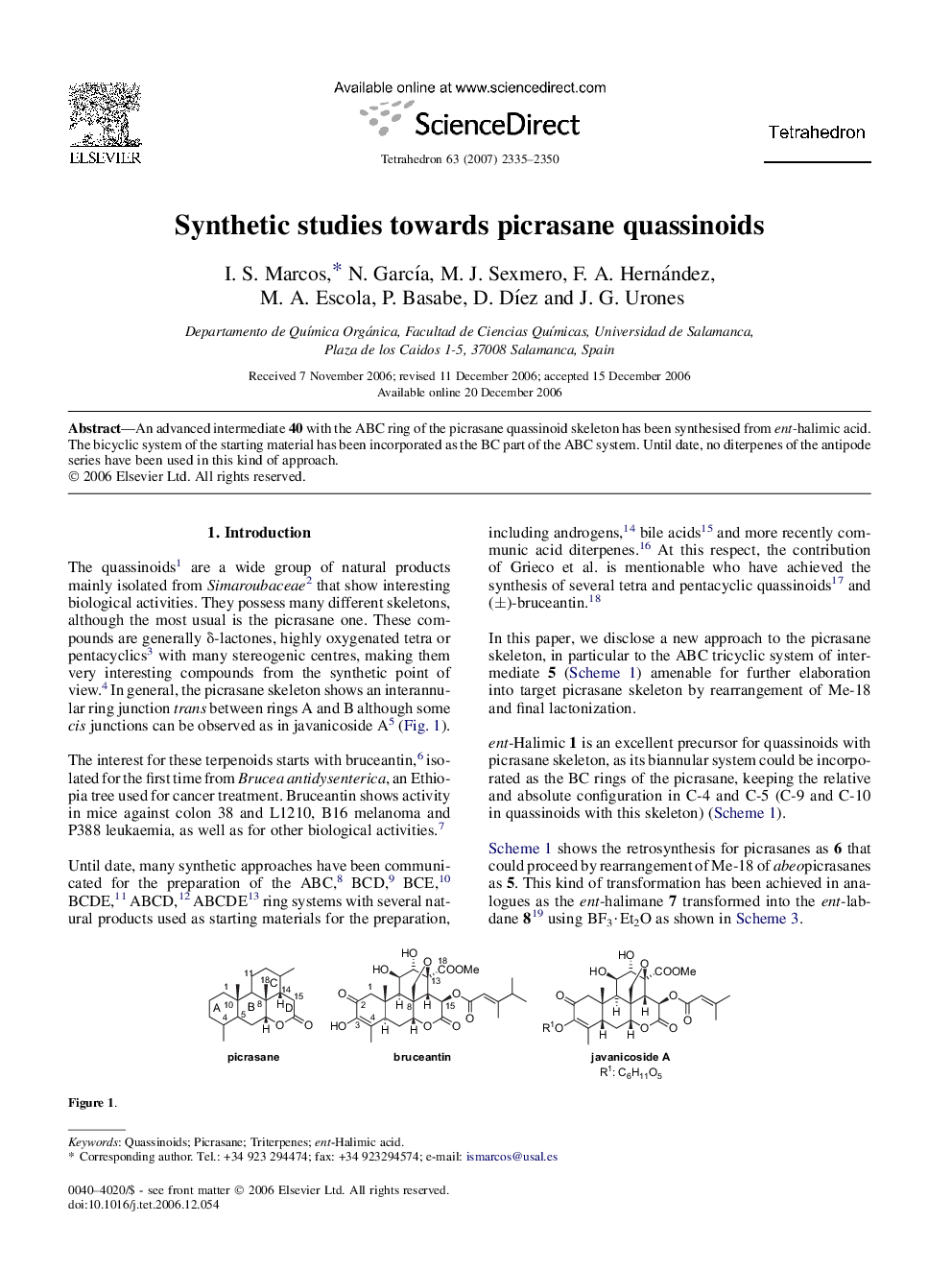 Synthetic studies towards picrasane quassinoids