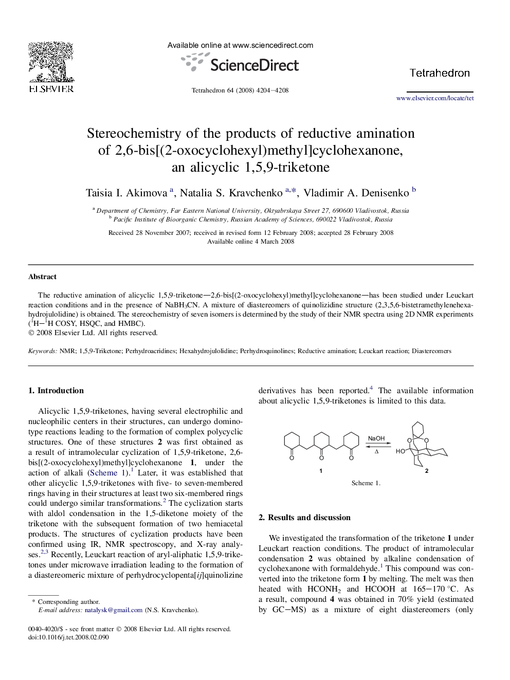 Stereochemistry of the products of reductive amination of 2,6-bis[(2-oxocyclohexyl)methyl]cyclohexanone, an alicyclic 1,5,9-triketone