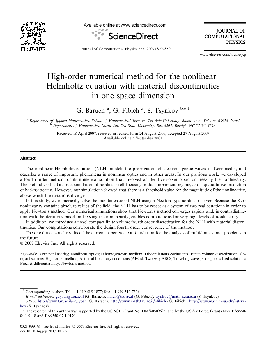 High-order numerical method for the nonlinear Helmholtz equation with material discontinuities in one space dimension