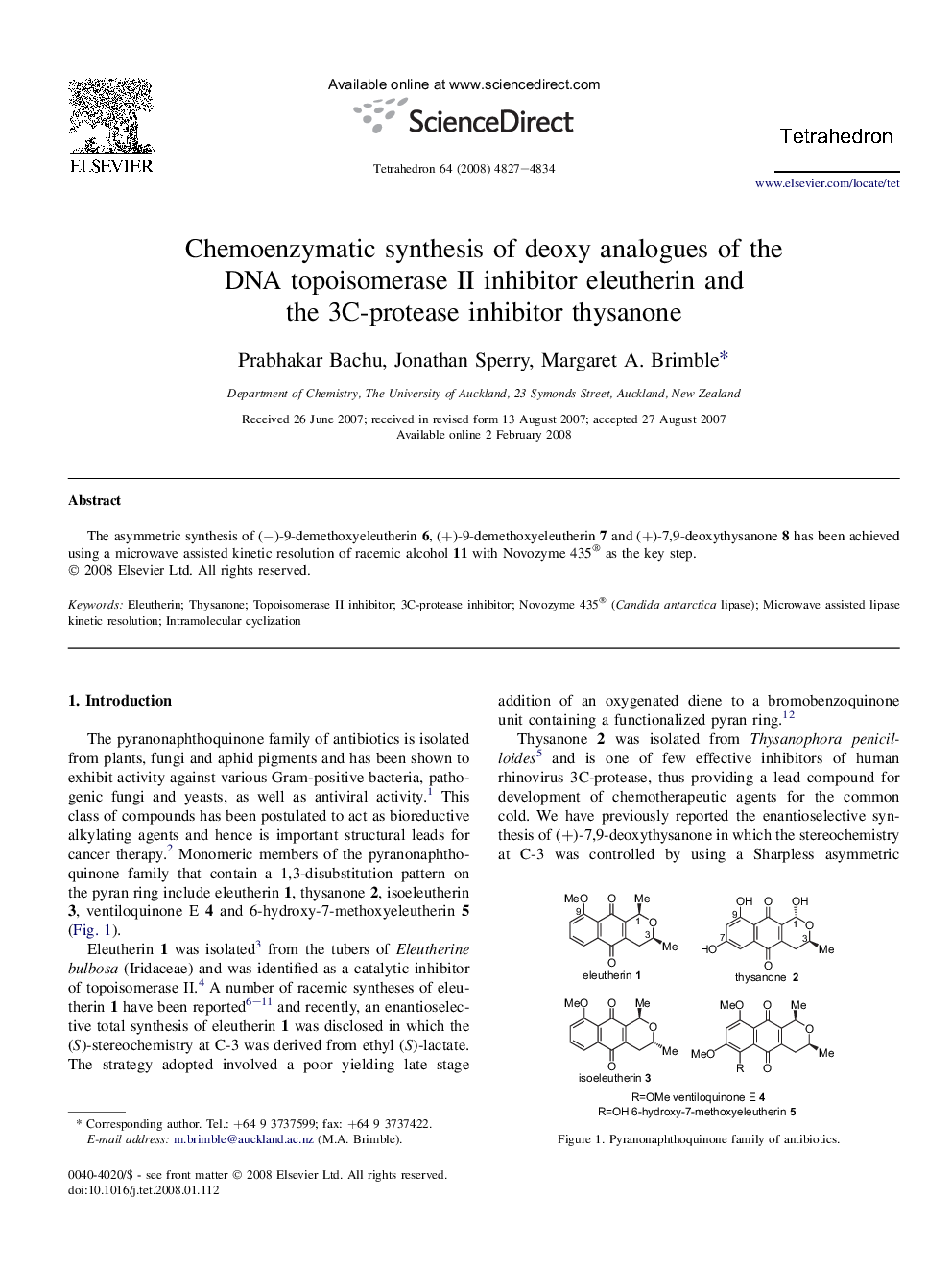 Chemoenzymatic synthesis of deoxy analogues of the DNA topoisomerase II inhibitor eleutherin and the 3C-protease inhibitor thysanone