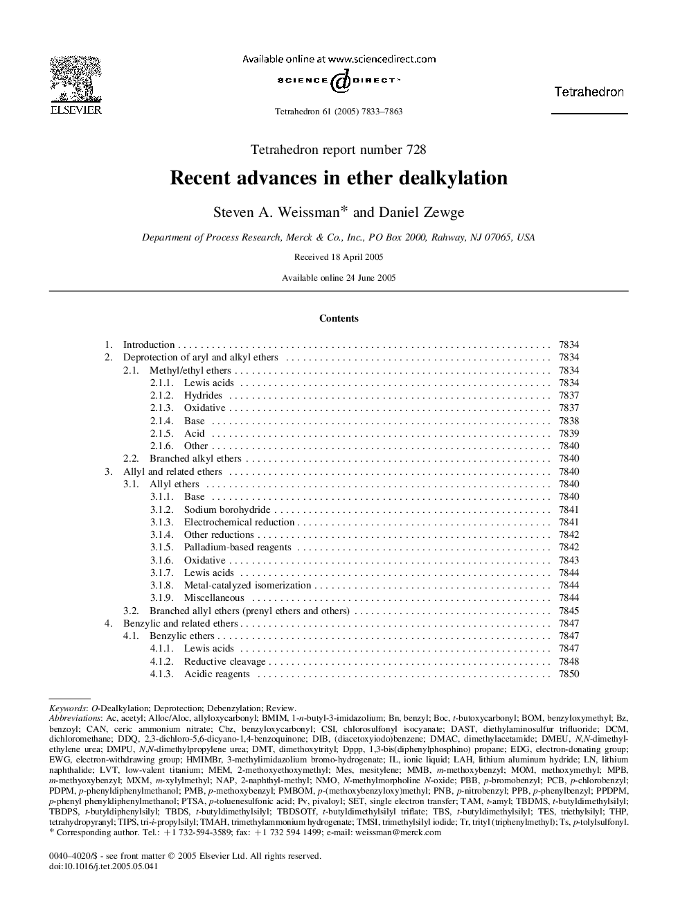 Recent advances in ether dealkylation