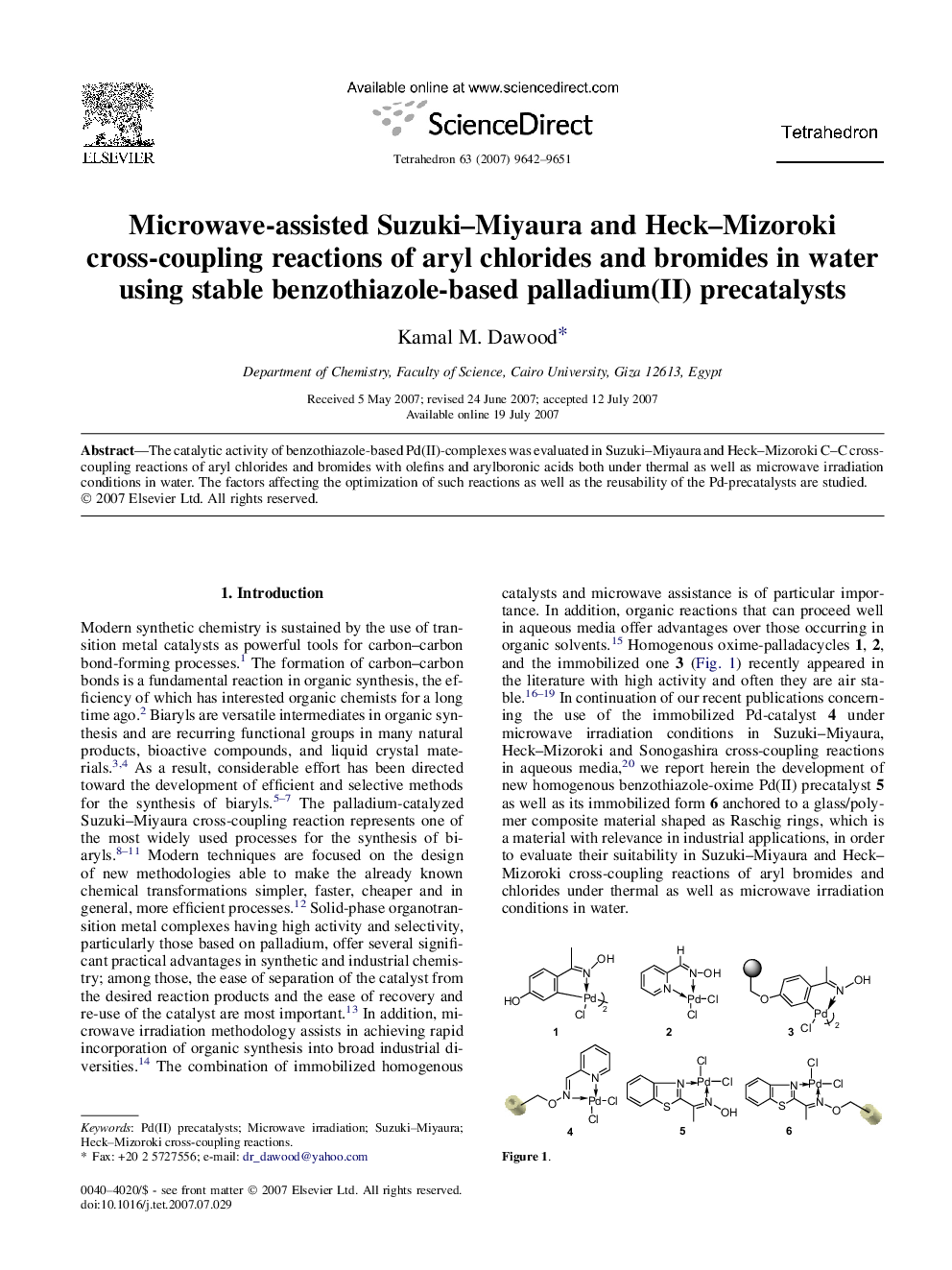 Microwave-assisted Suzuki-Miyaura and Heck-Mizoroki cross-coupling reactions of aryl chlorides and bromides in water using stable benzothiazole-based palladium(II) precatalysts