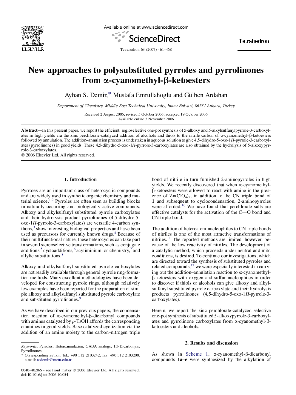 New approaches to polysubstituted pyrroles and pyrrolinones from Î±-cyanomethyl-Î²-ketoesters