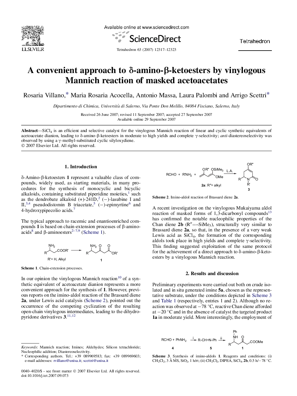 A convenient approach to Î´-amino-Î²-ketoesters by vinylogous Mannich reaction of masked acetoacetates