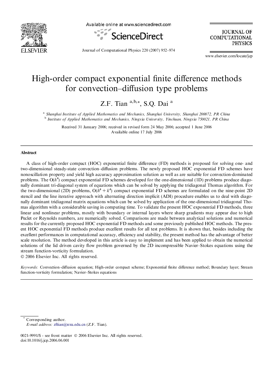 High-order compact exponential finite difference methods for convection–diffusion type problems