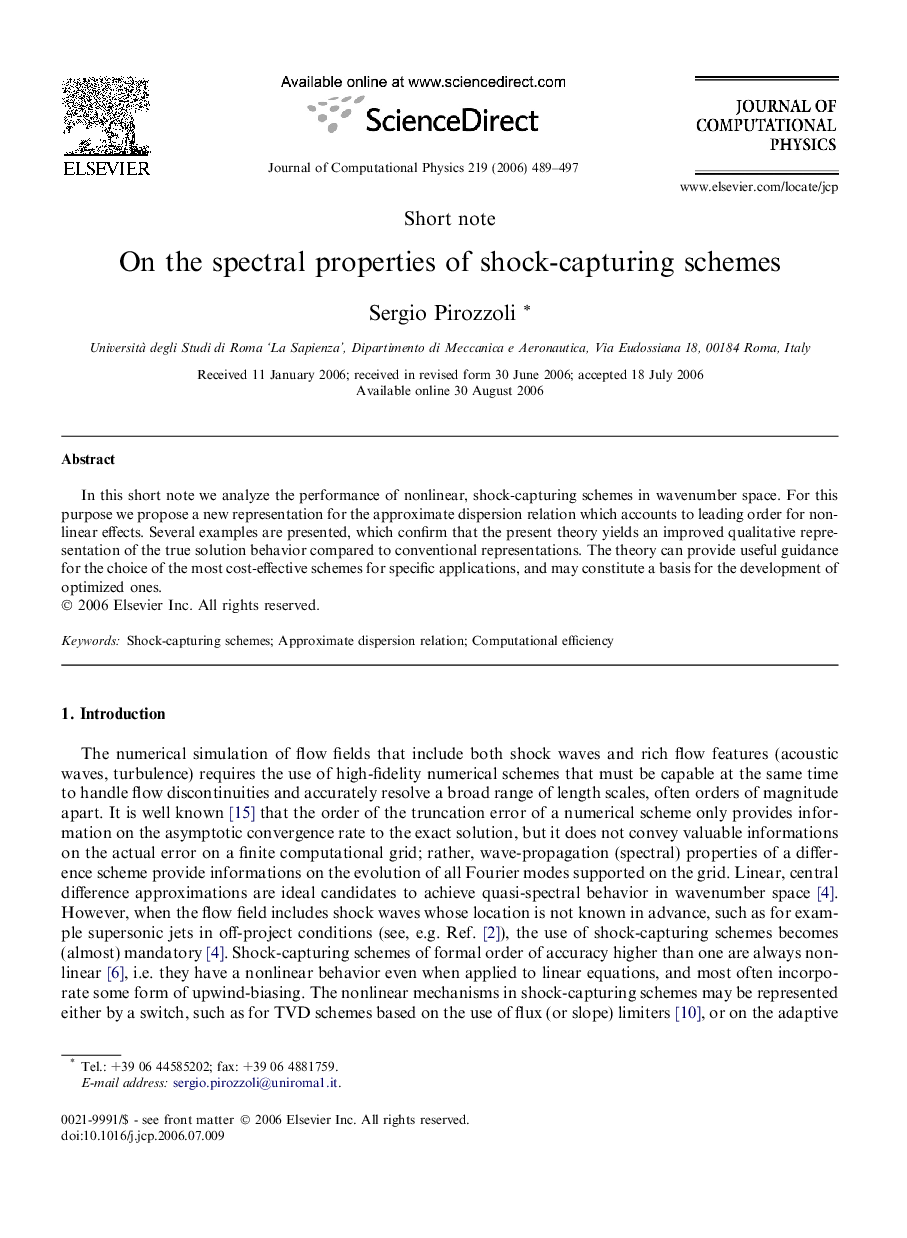 On the spectral properties of shock-capturing schemes