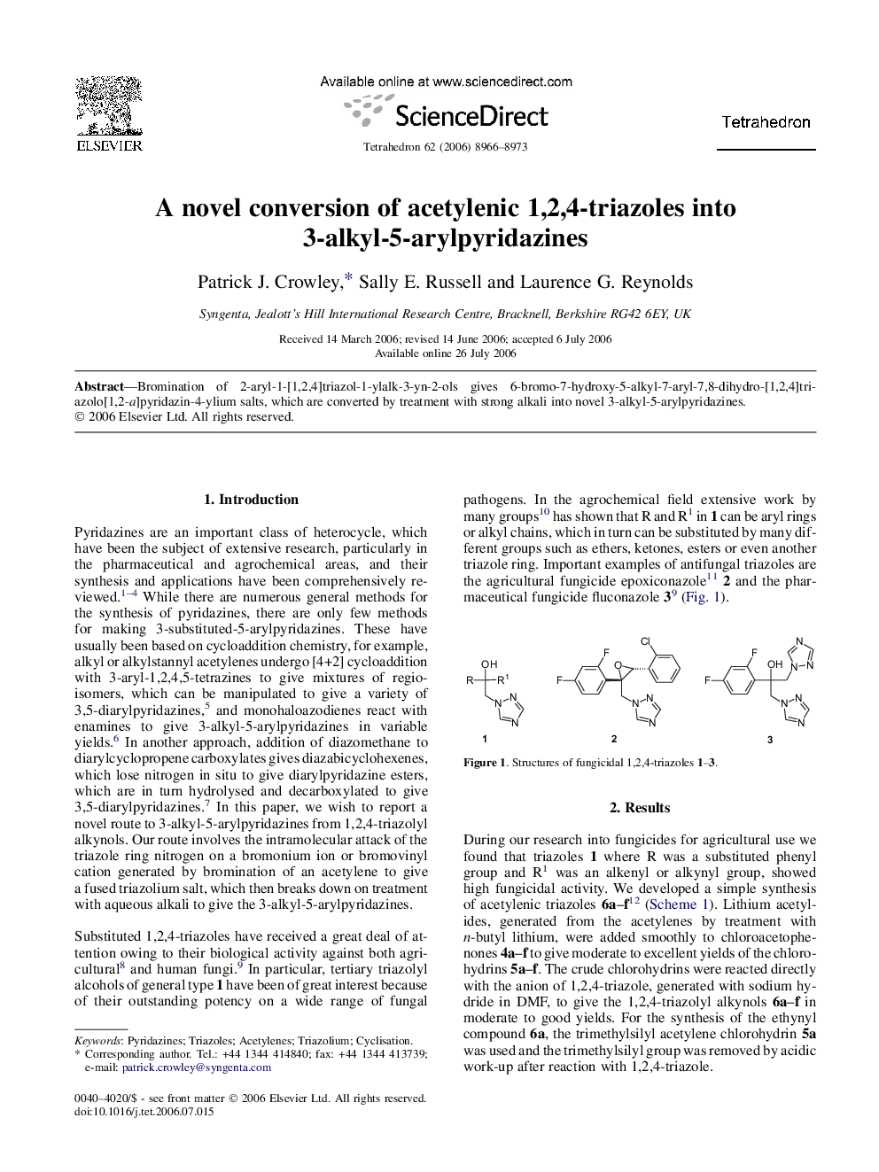 A novel conversion of acetylenic 1,2,4-triazoles into 3-alkyl-5-arylpyridazines