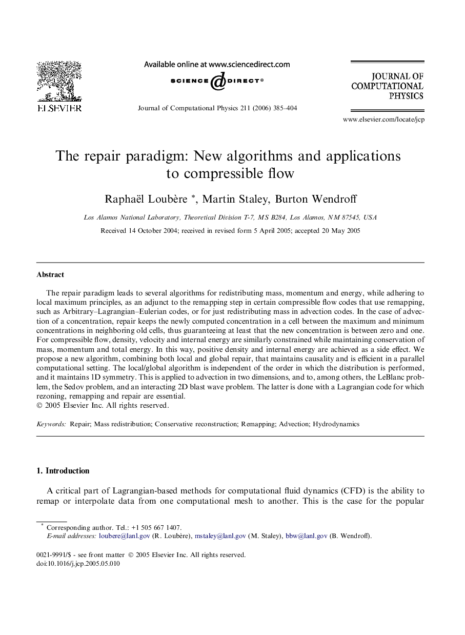 The repair paradigm: New algorithms and applications to compressible flow