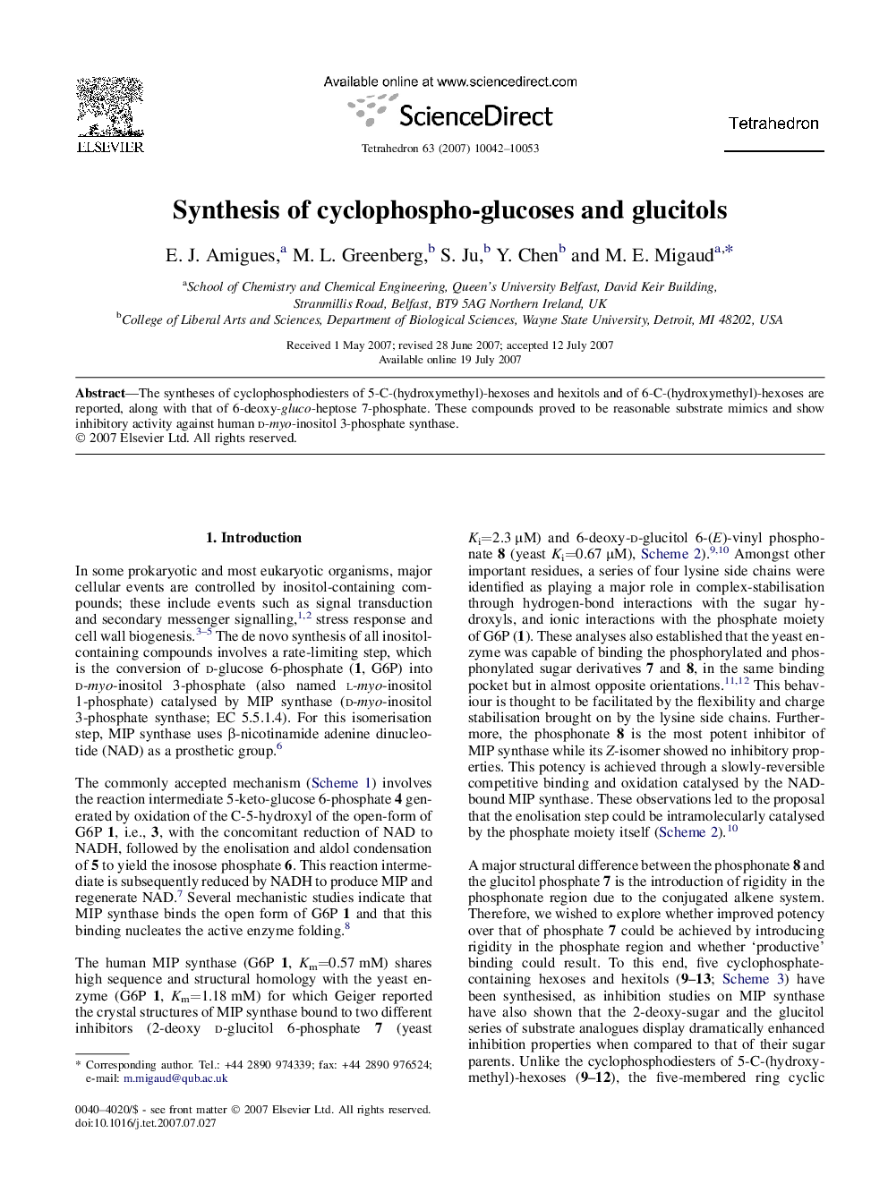 Synthesis of cyclophospho-glucoses and glucitols