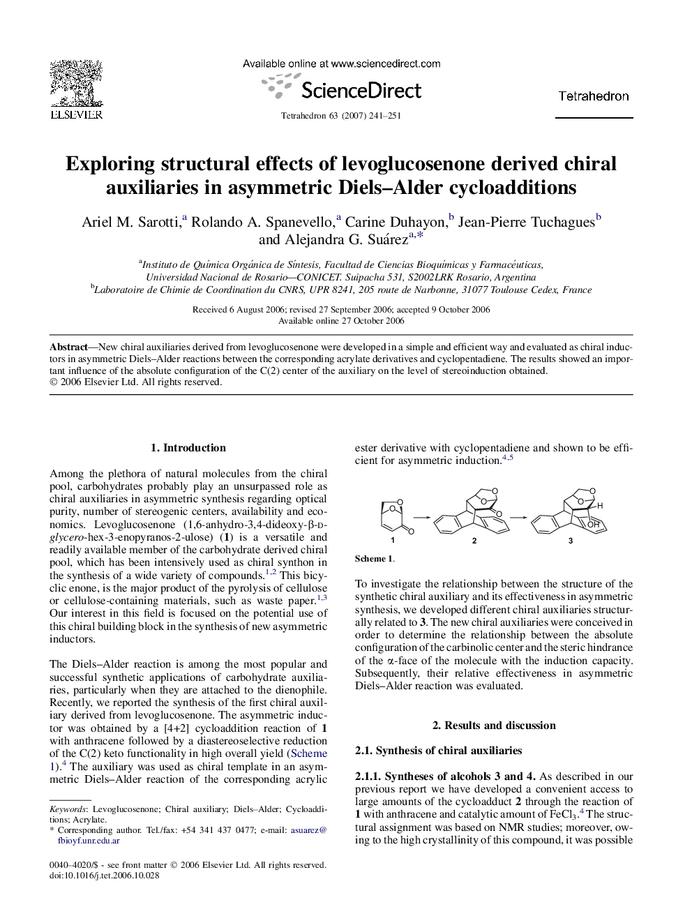 Exploring structural effects of levoglucosenone derived chiral auxiliaries in asymmetric Diels-Alder cycloadditions