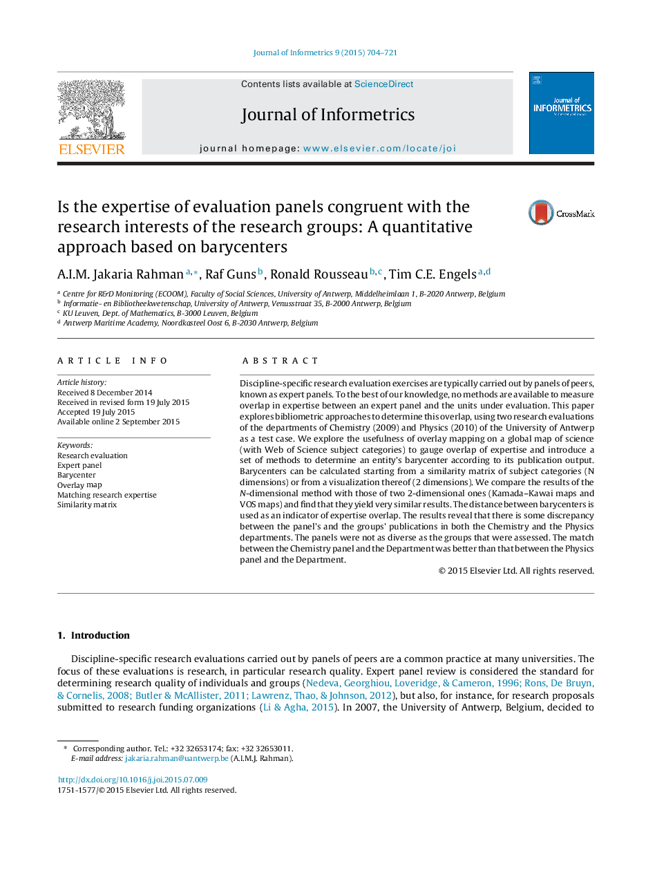 Is the expertise of evaluation panels congruent with the research interests of the research groups: A quantitative approach based on barycenters