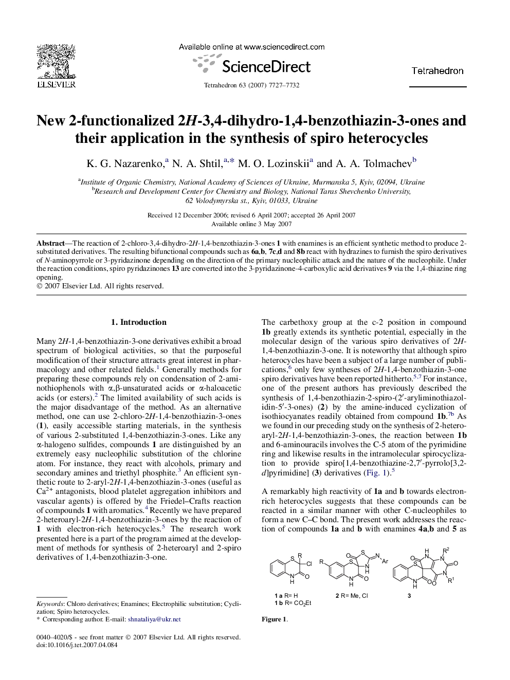 New 2-functionalized 2H-3,4-dihydro-1,4-benzothiazin-3-ones and their application in the synthesis of spiro heterocycles