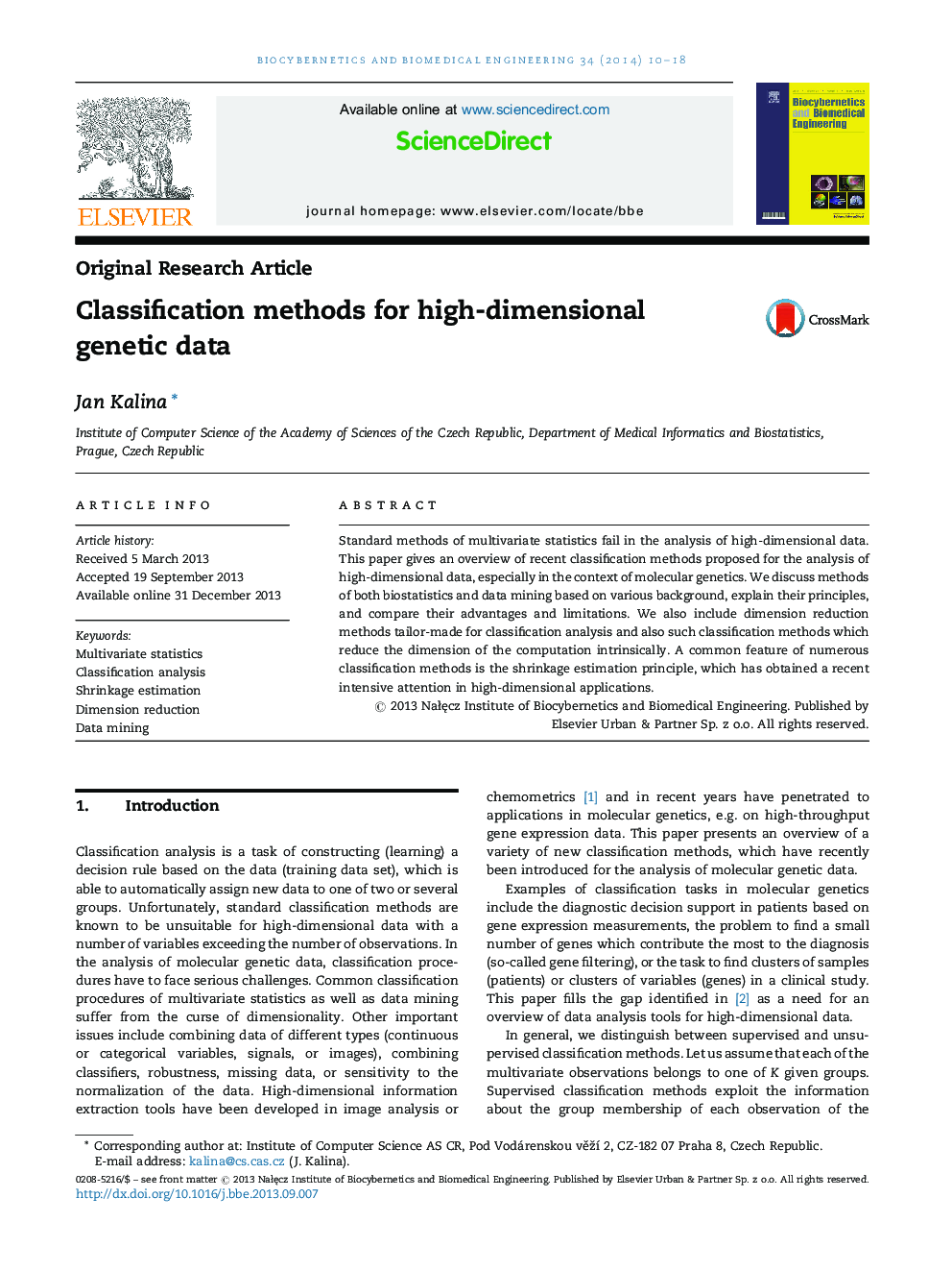 Classification methods for high-dimensional genetic data