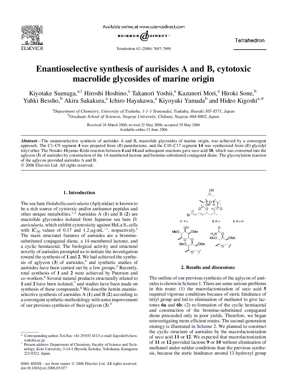 Enantioselective synthesis of aurisides A and B, cytotoxic macrolide glycosides of marine origin