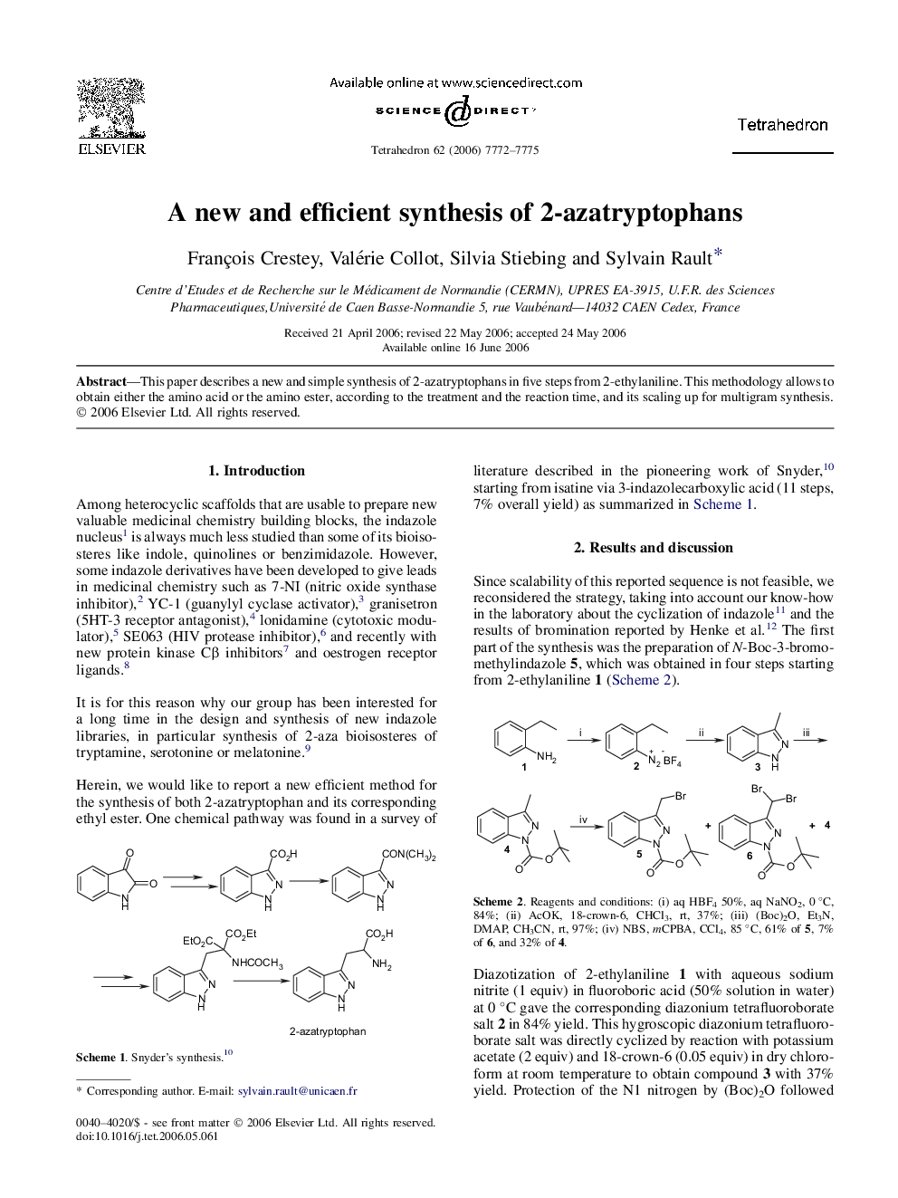 A new and efficient synthesis of 2-azatryptophans