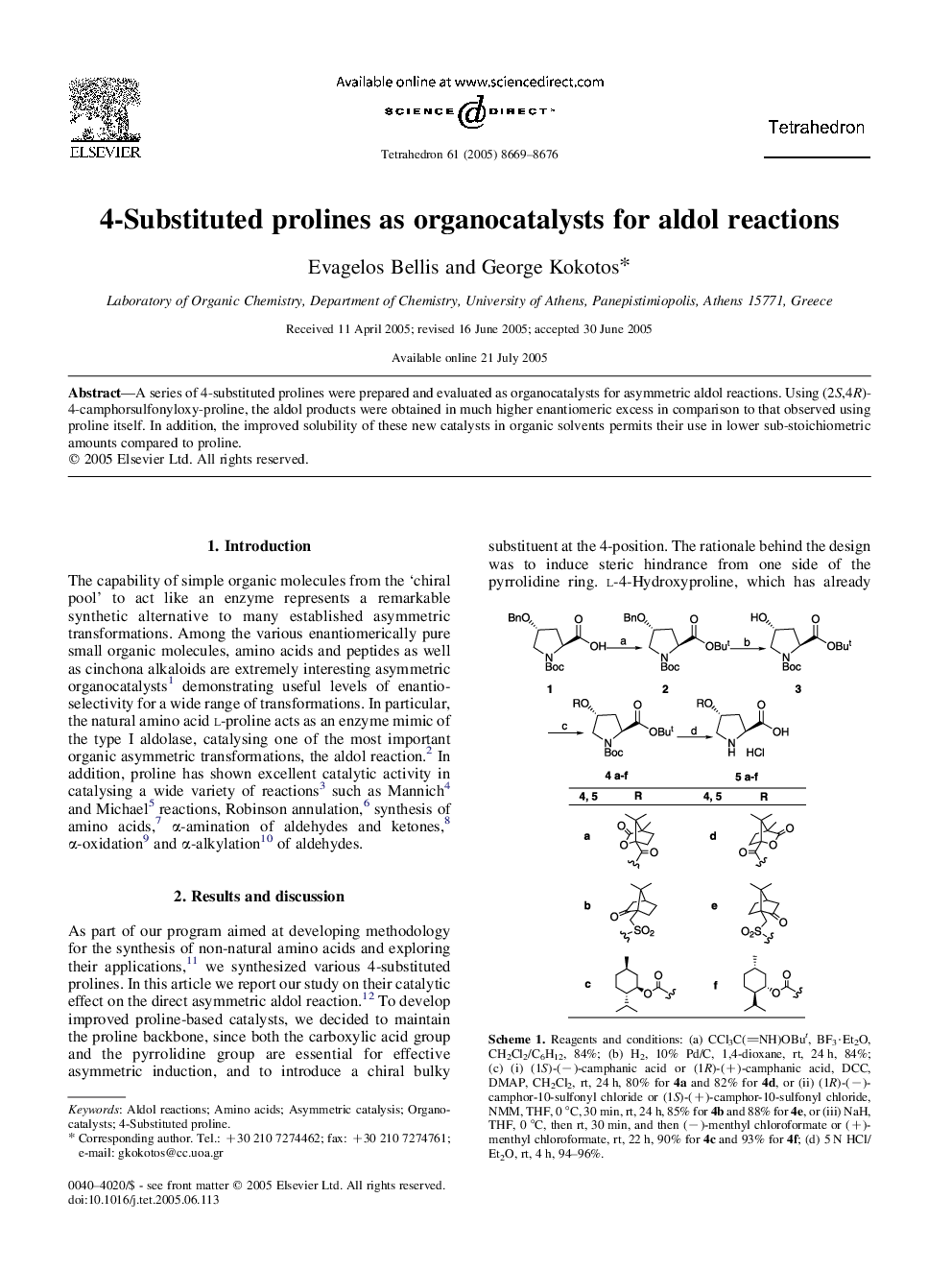 4-Substituted prolines as organocatalysts for aldol reactions