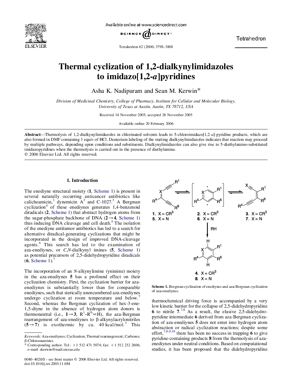 Thermal cyclization of 1,2-dialkynylimidazoles to imidazo[1,2-a]pyridines