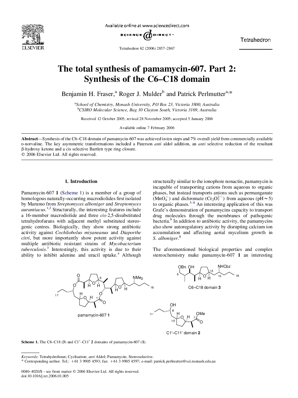 The total synthesis of pamamycin-607. Part 2: Synthesis of the C6-C18 domain