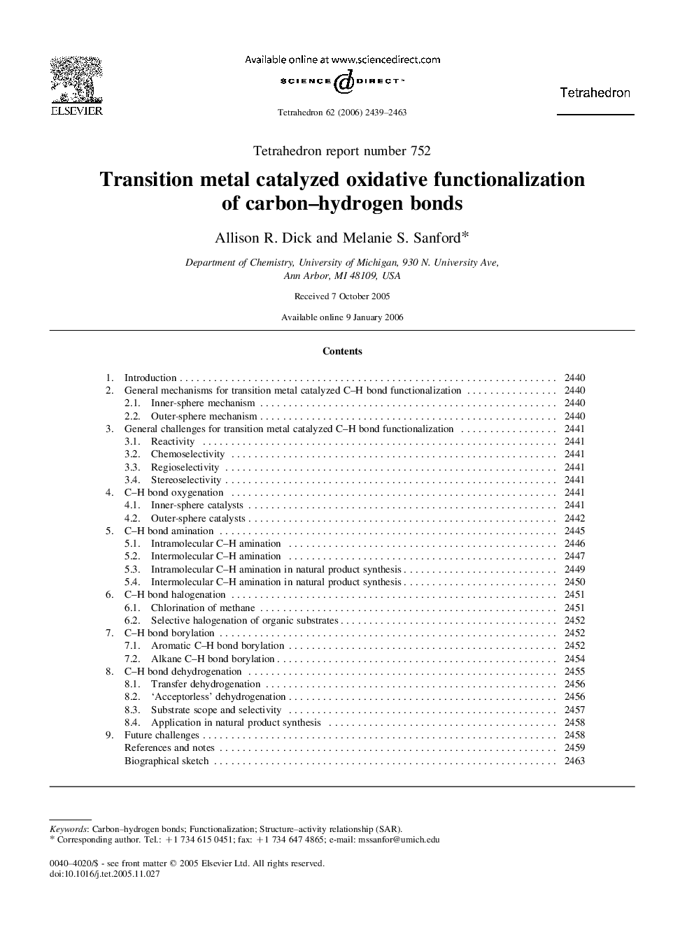 Transition metal catalyzed oxidative functionalization of carbon-hydrogen bonds