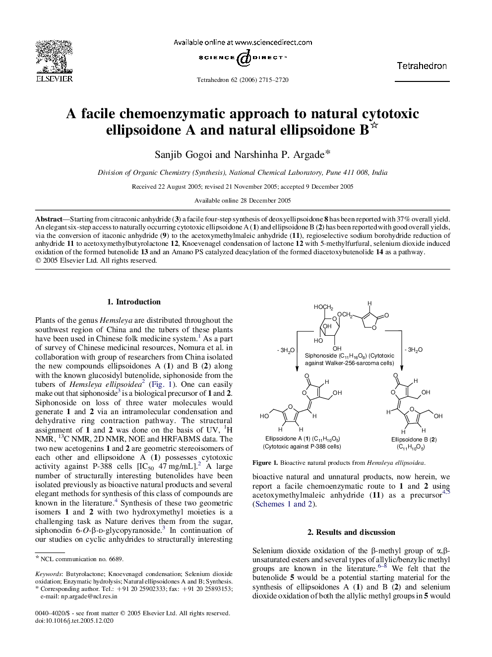 A facile chemoenzymatic approach to natural cytotoxic ellipsoidone A and natural ellipsoidone B