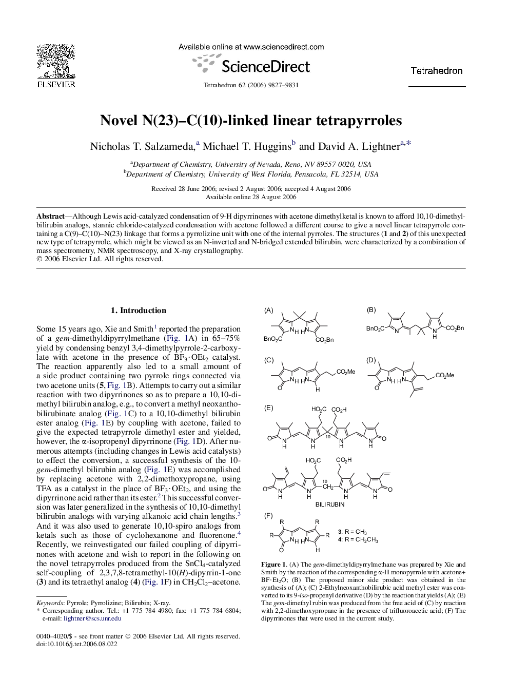 Novel N(23)-C(10)-linked linear tetrapyrroles