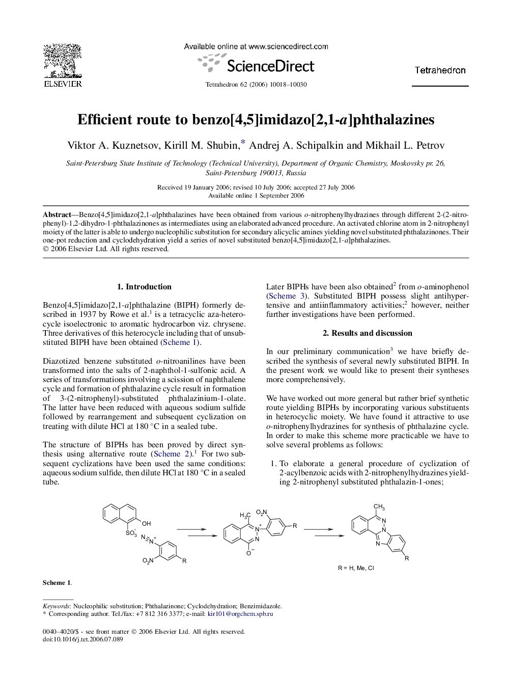 Efficient route to benzo[4,5]imidazo[2,1-a]phthalazines