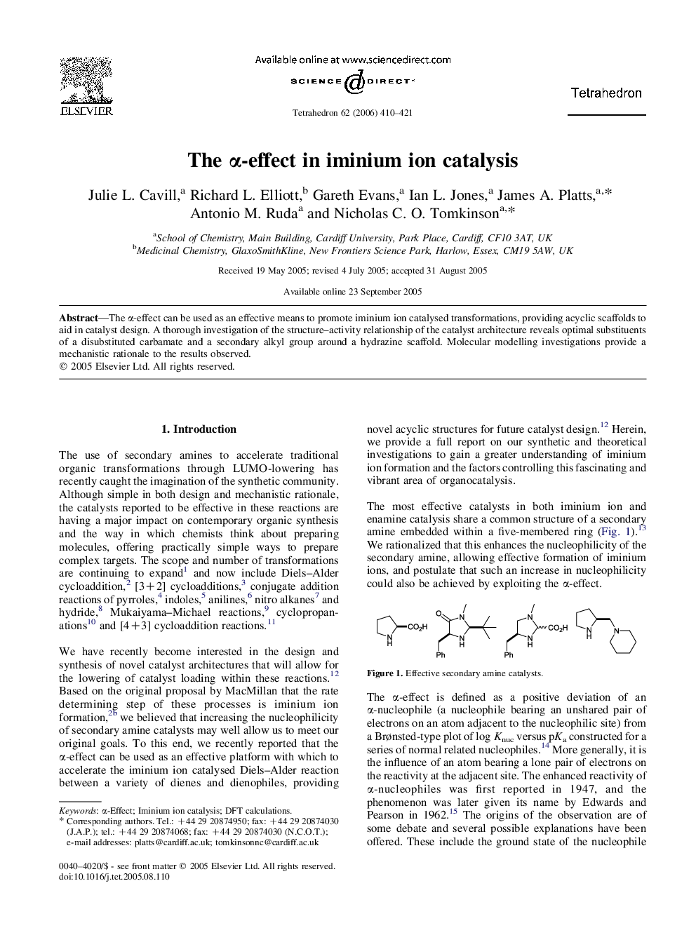 The Î±-effect in iminium ion catalysis
