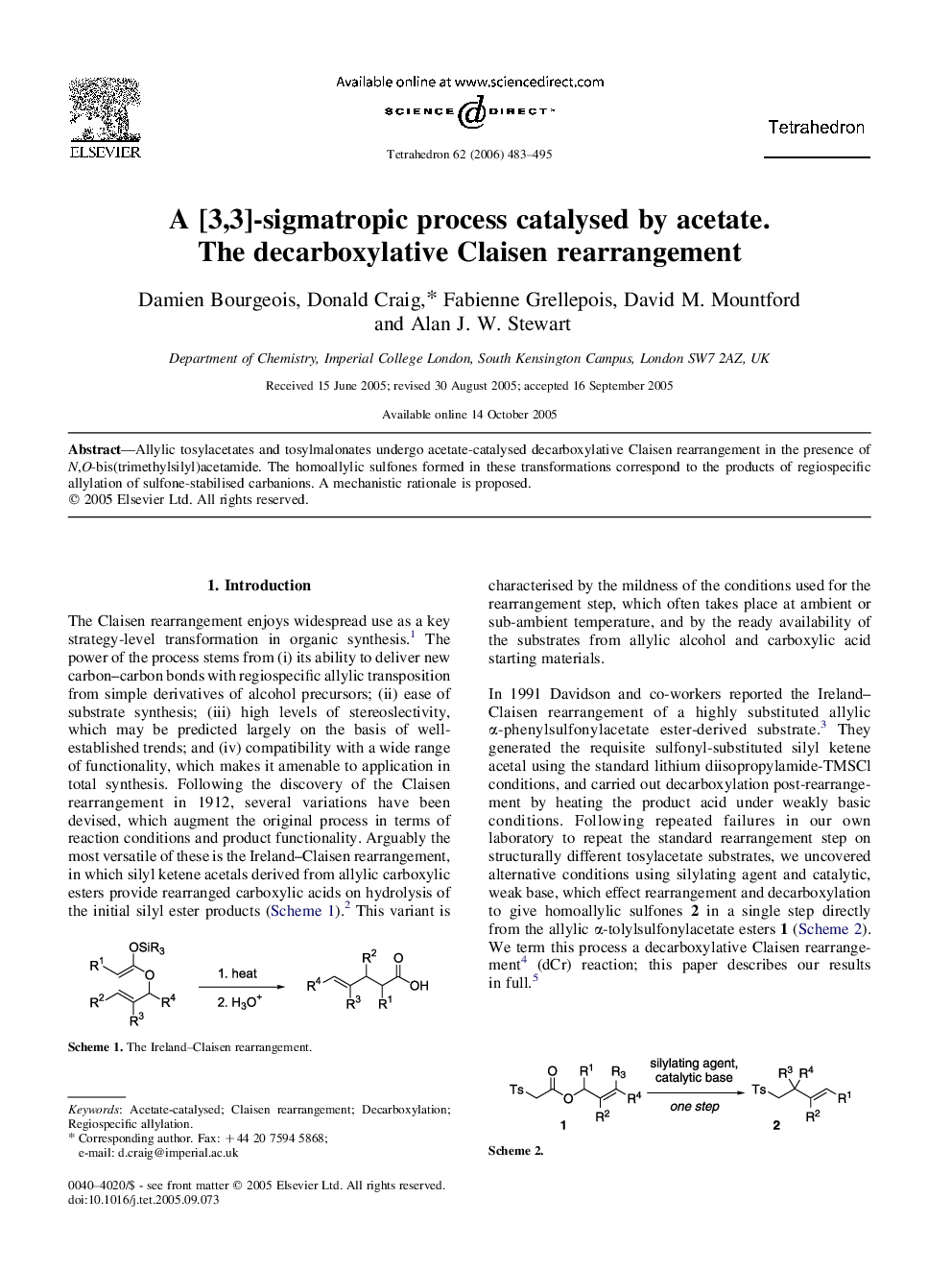 A [3,3]-sigmatropic process catalysed by acetate. The decarboxylative Claisen rearrangement
