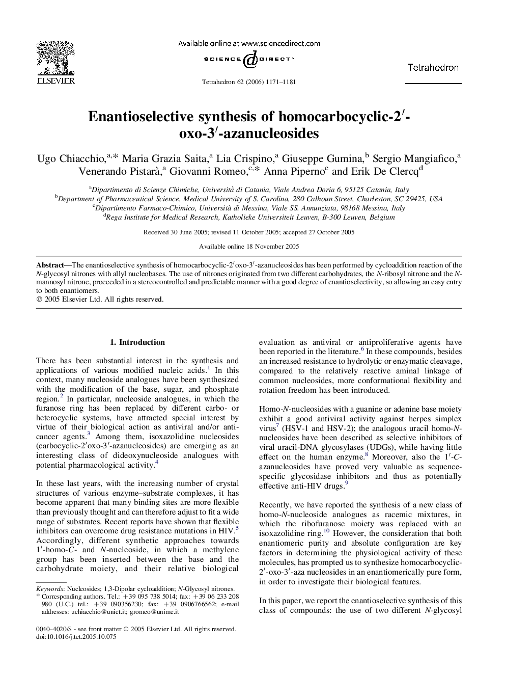 Enantioselective synthesis of homocarbocyclic-2â²-oxo-3â²-azanucleosides