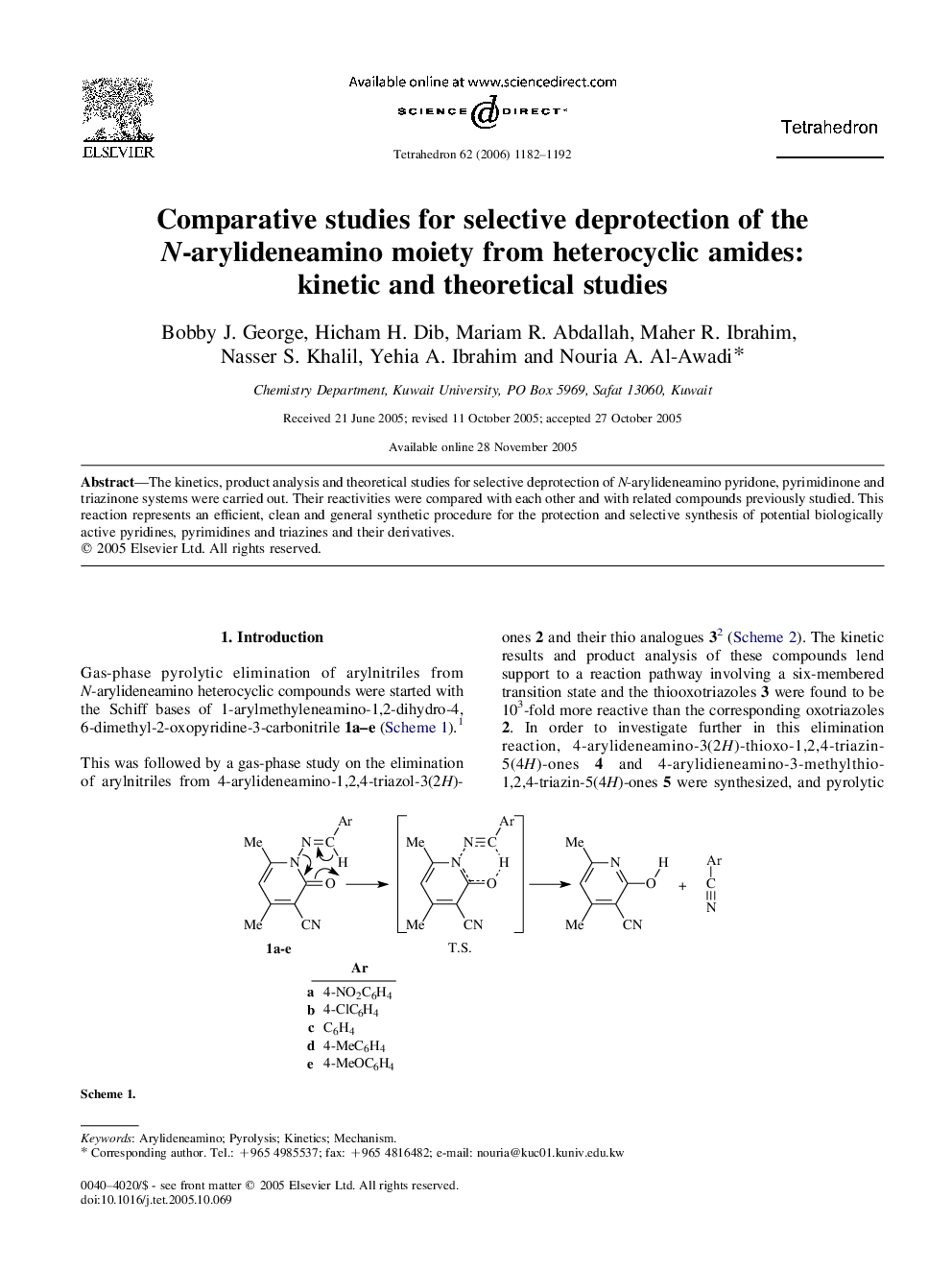 Comparative studies for selective deprotection of the N-arylideneamino moiety from heterocyclic amides: kinetic and theoretical studies