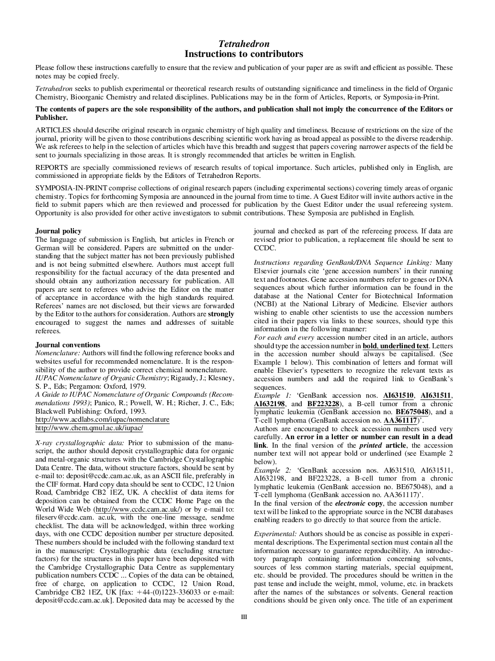 Instructions to contributors