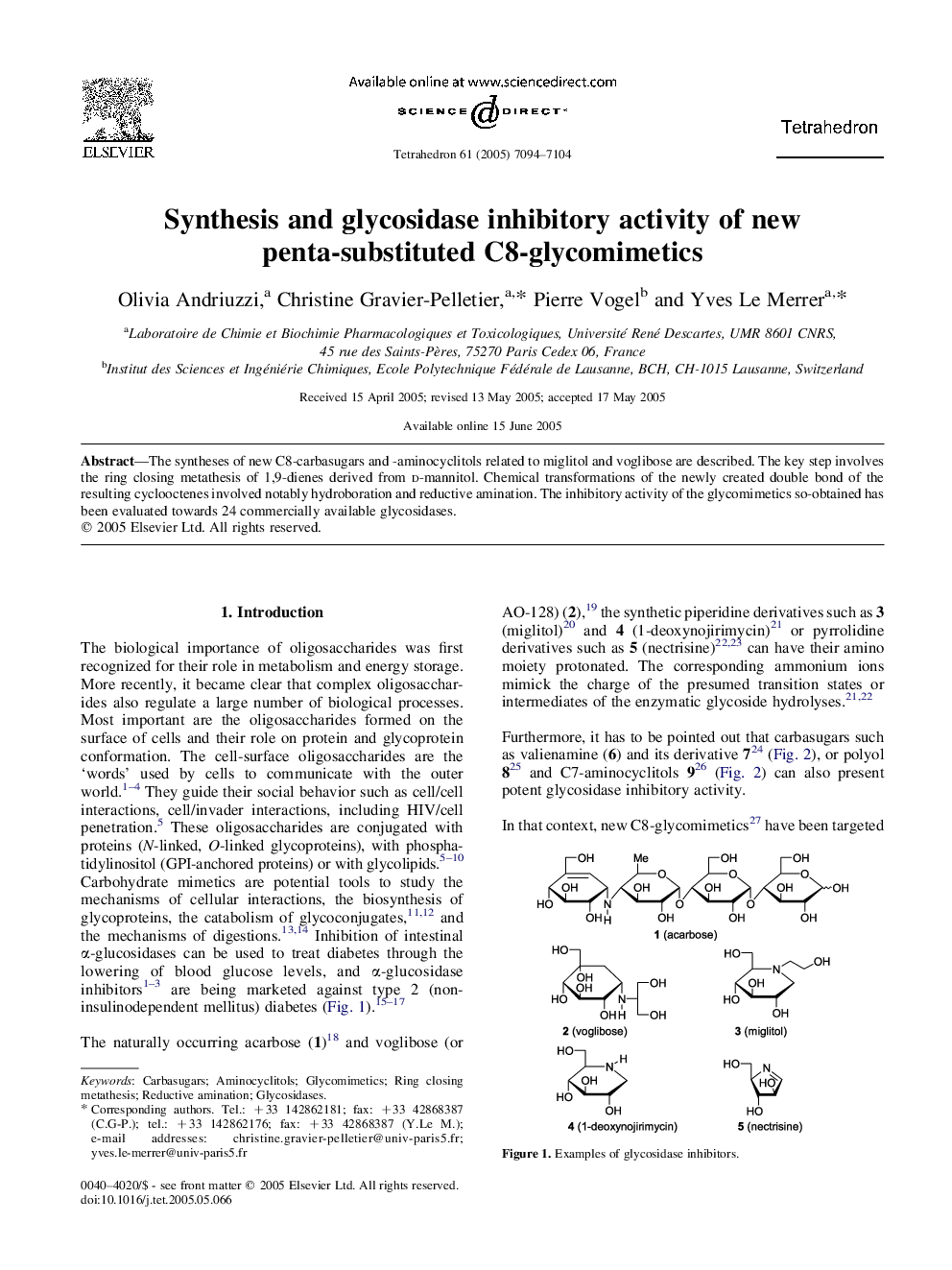 Synthesis and glycosidase inhibitory activity of new penta-substituted C8-glycomimetics