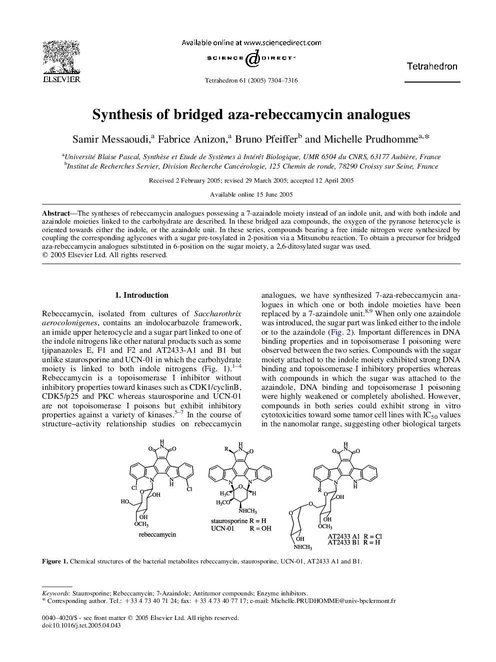 Synthesis of bridged aza-rebeccamycin analogues