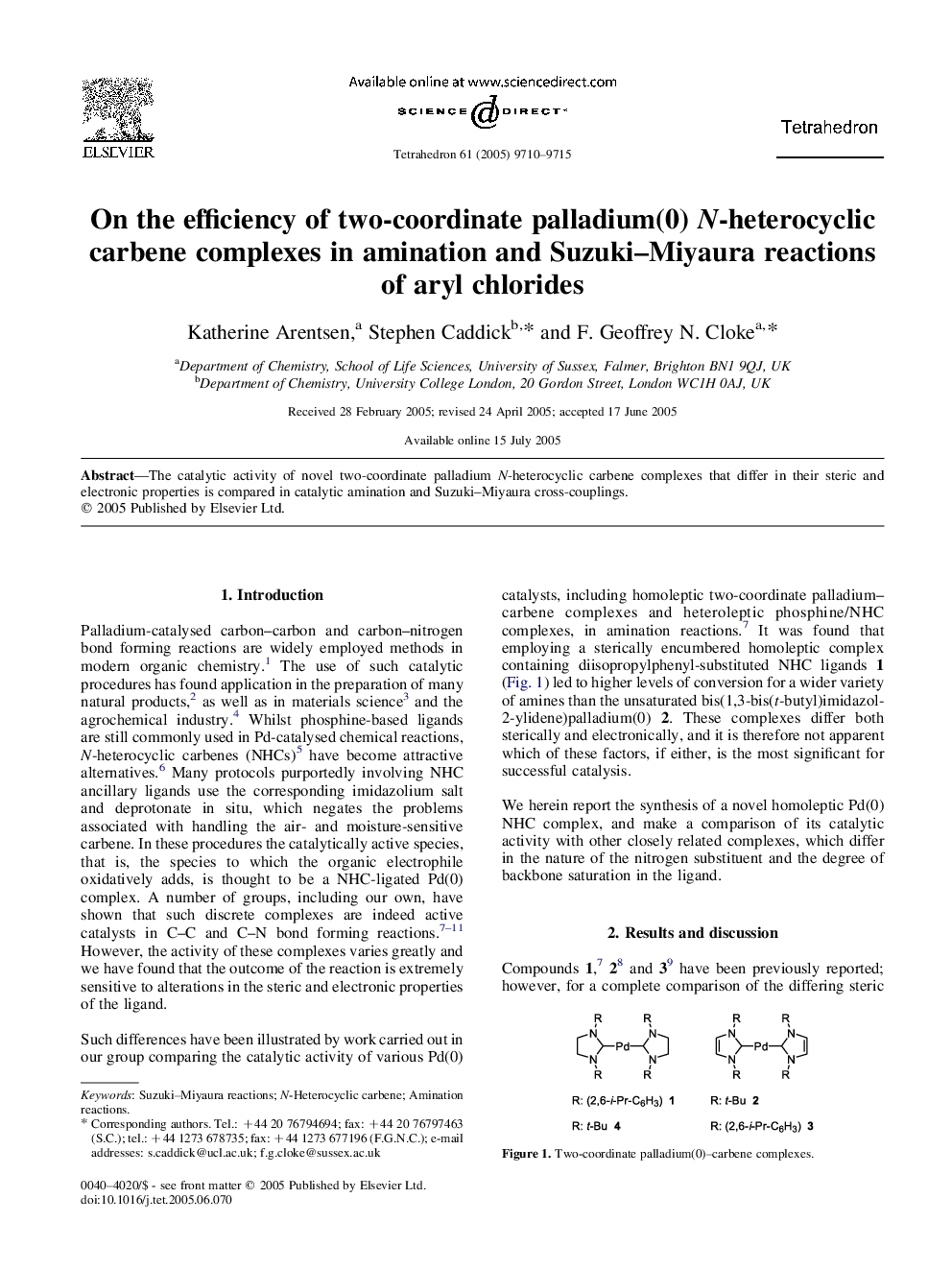 On the efficiency of two-coordinate palladium(0) N-heterocyclic carbene complexes in amination and Suzuki-Miyaura reactions of aryl chlorides