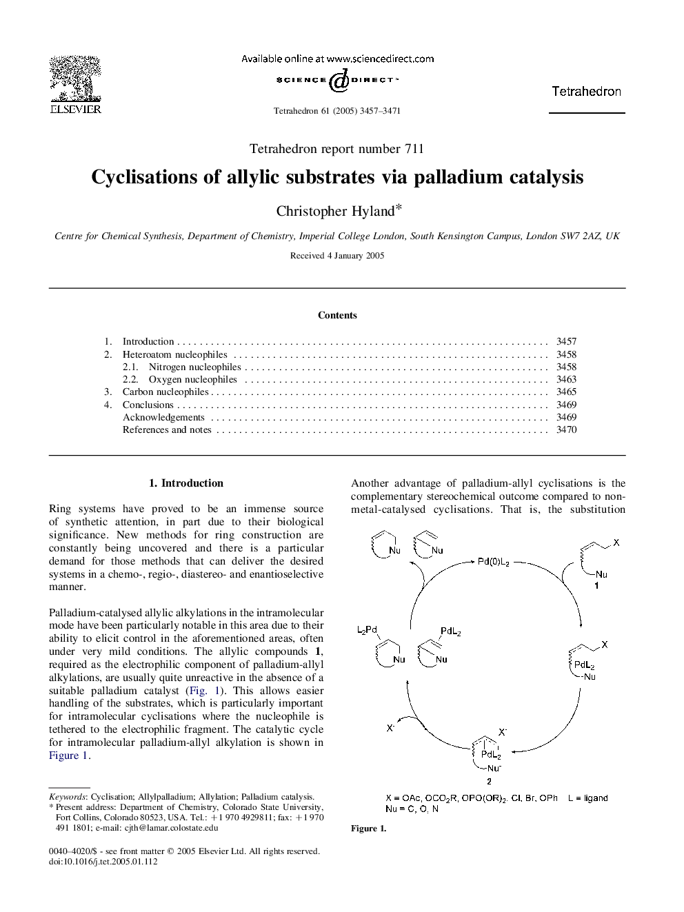 Cyclisations of allylic substrates via palladium catalysis