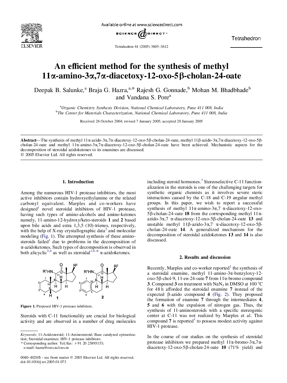 An efficient method for the synthesis of methyl 11Î±-amino-3Î±,7Î±-diacetoxy-12-oxo-5Î²-cholan-24-oate