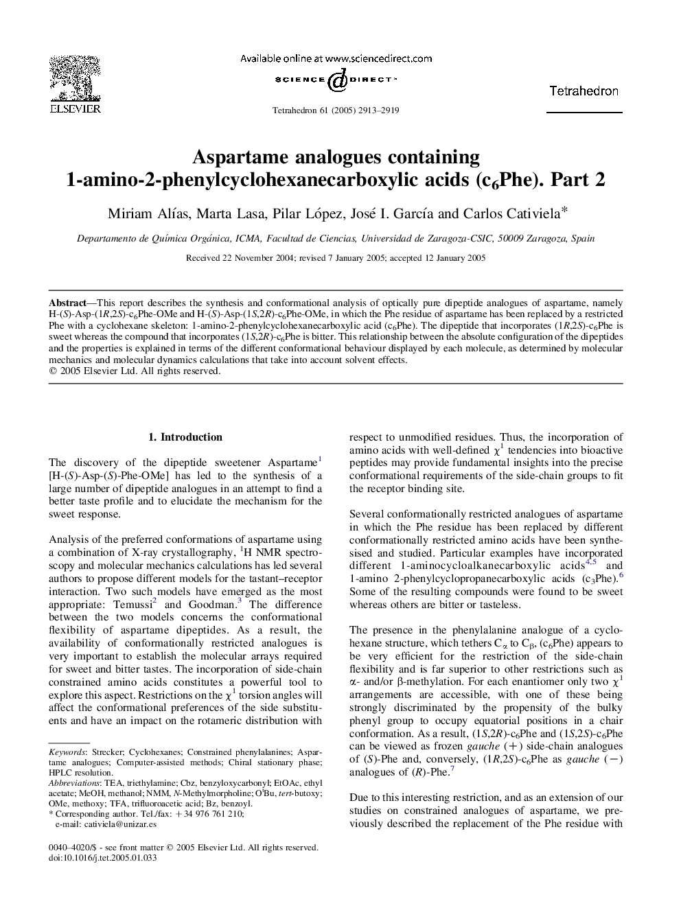 Aspartame analogues containing 1-amino-2-phenylcyclohexanecarboxylic acids (c6Phe). Part 2