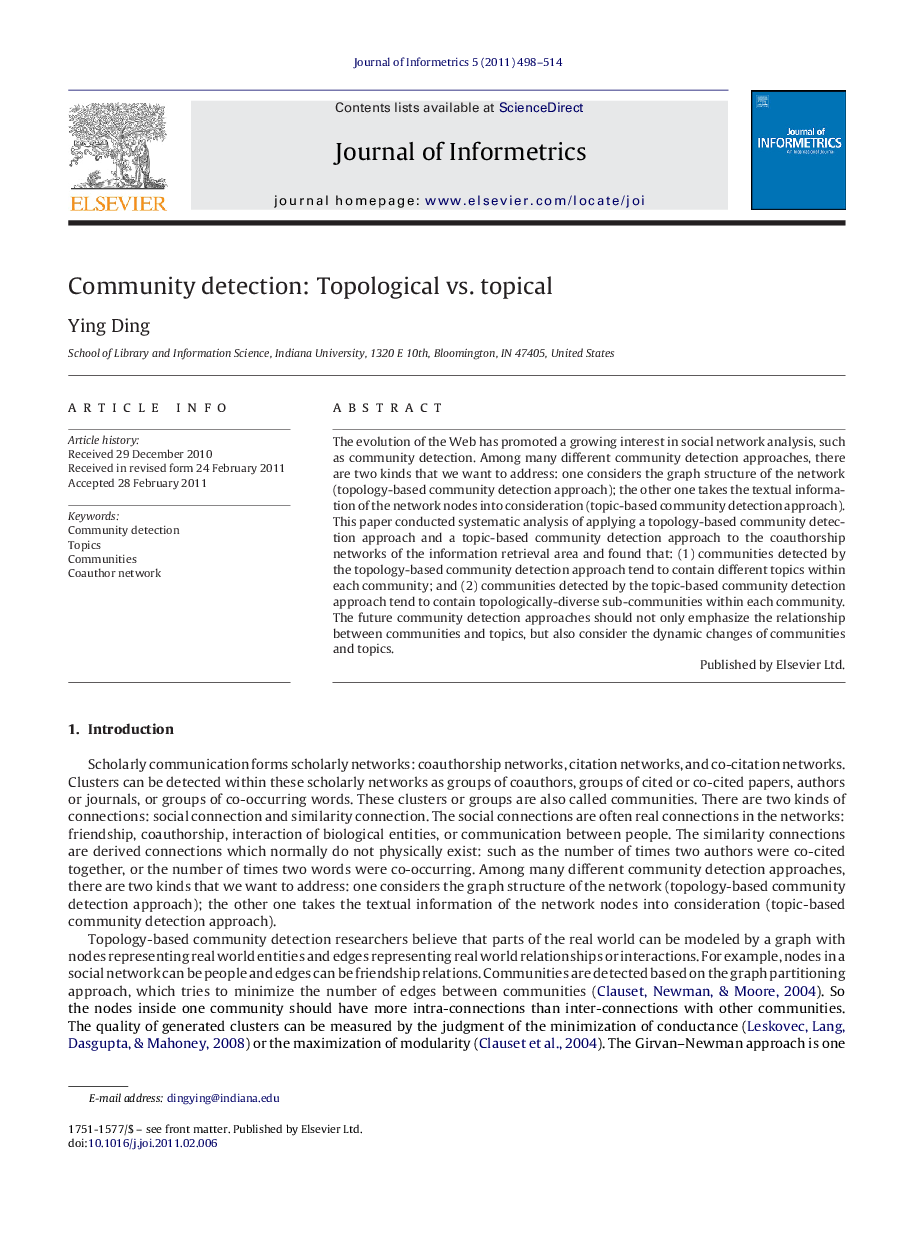 Community detection: Topological vs. topical