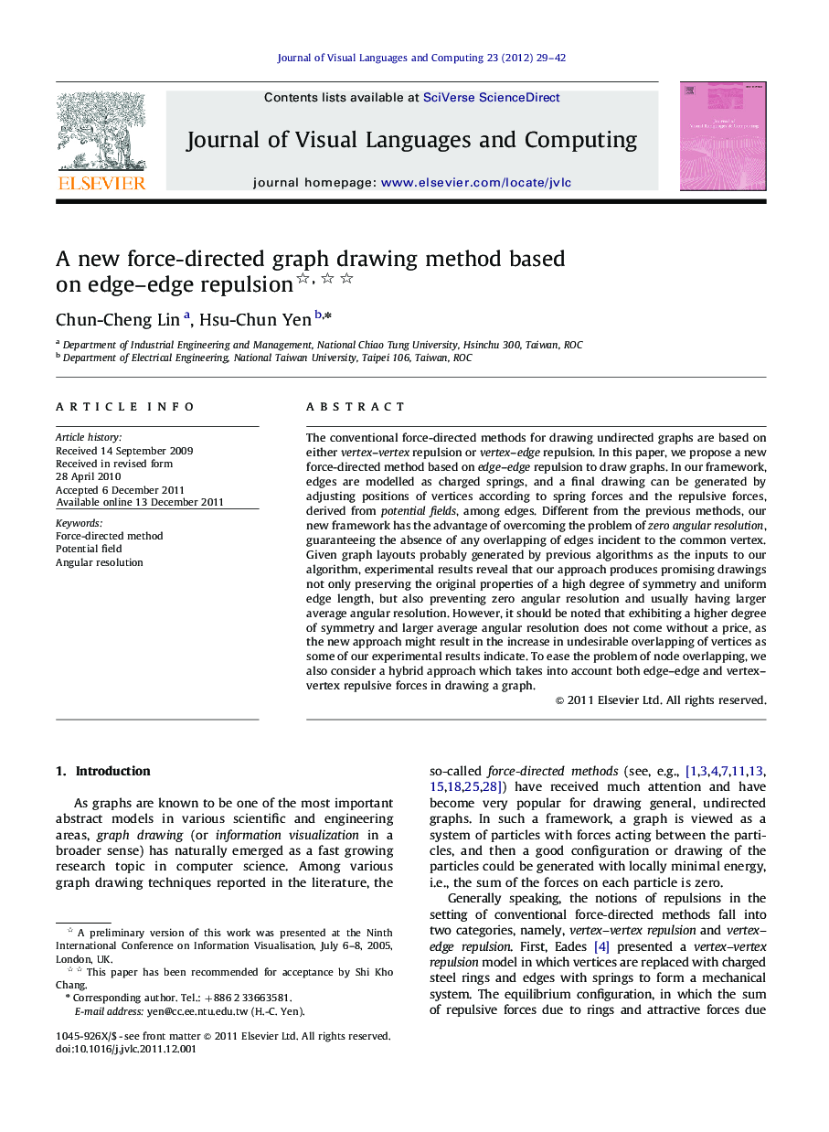 A new force-directed graph drawing method based on edge–edge repulsion 