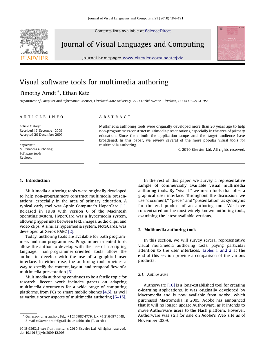 Visual software tools for multimedia authoring