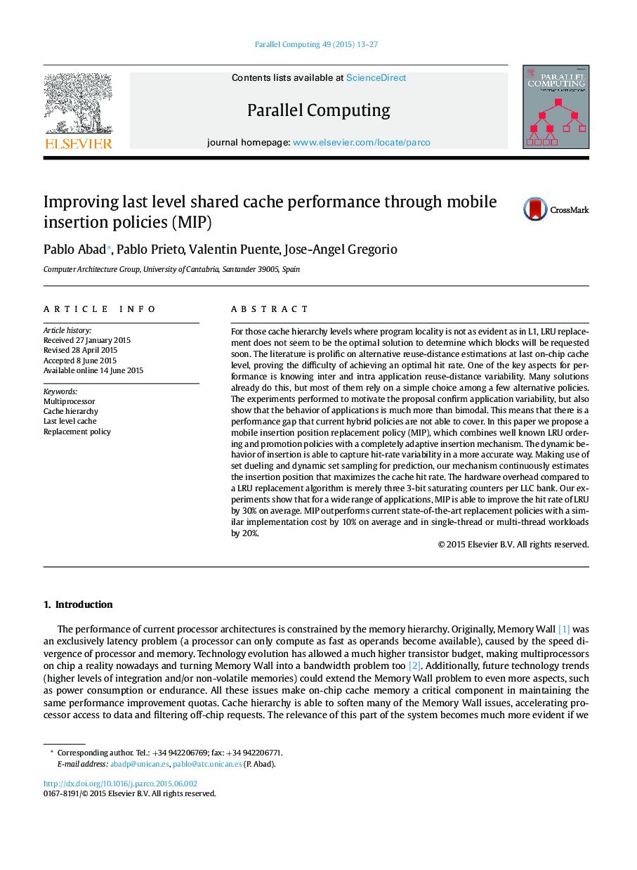 Improving last level shared cache performance through mobile insertion policies (MIP)