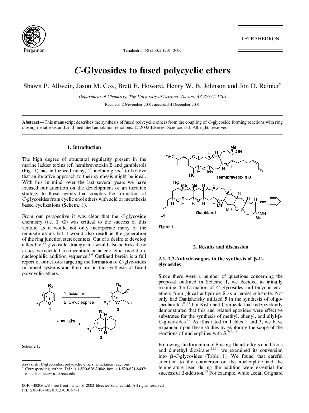 C-Glycosides to fused polycyclic ethers