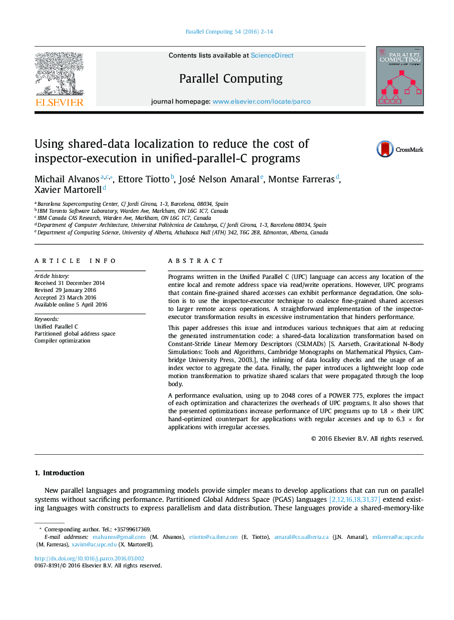 Using shared-data localization to reduce the cost of inspector-execution in unified-parallel-C programs