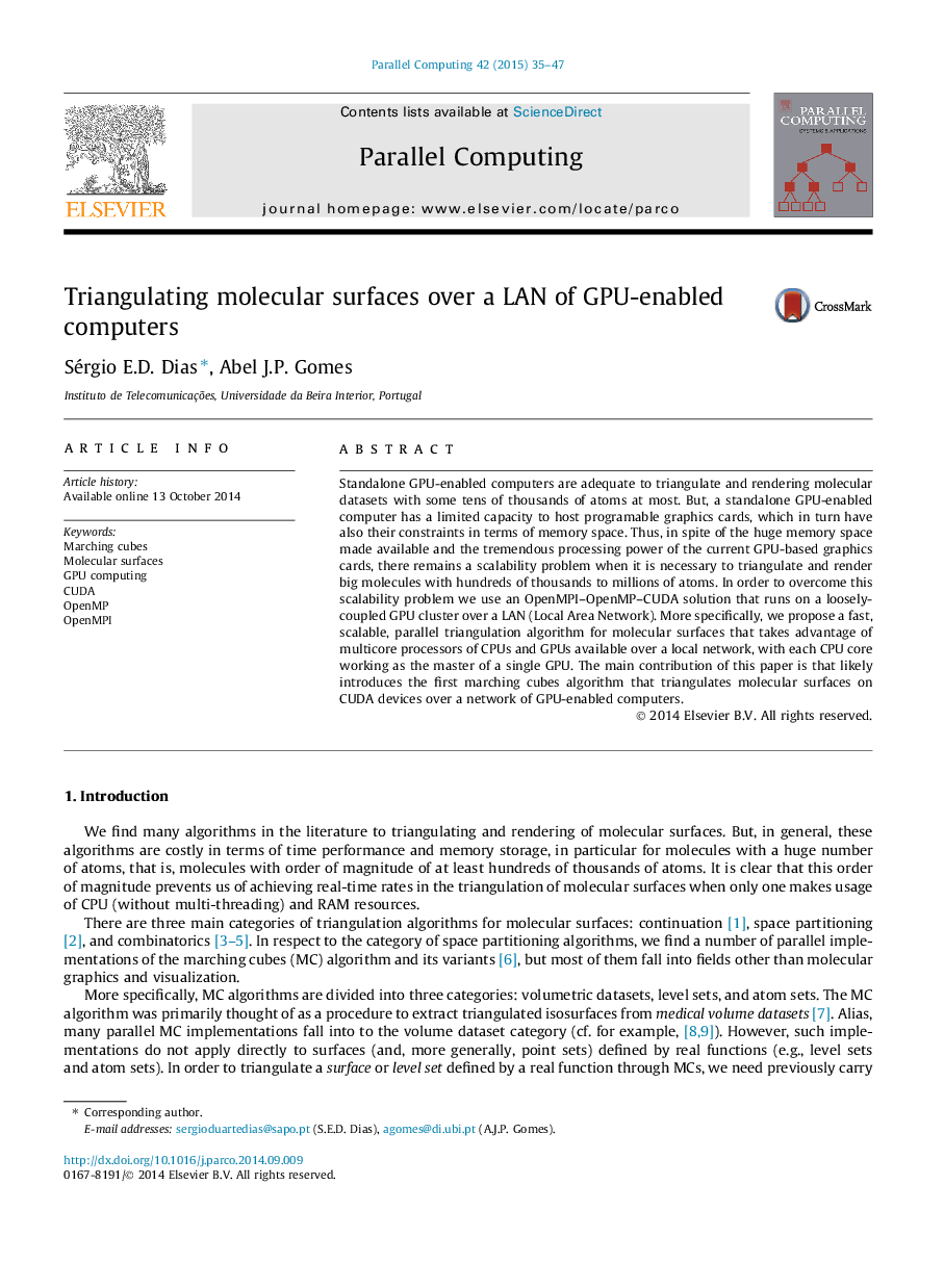 Triangulating molecular surfaces over a LAN of GPU-enabled computers