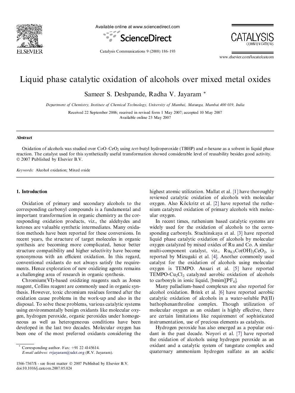 Liquid phase catalytic oxidation of alcohols over mixed metal oxides