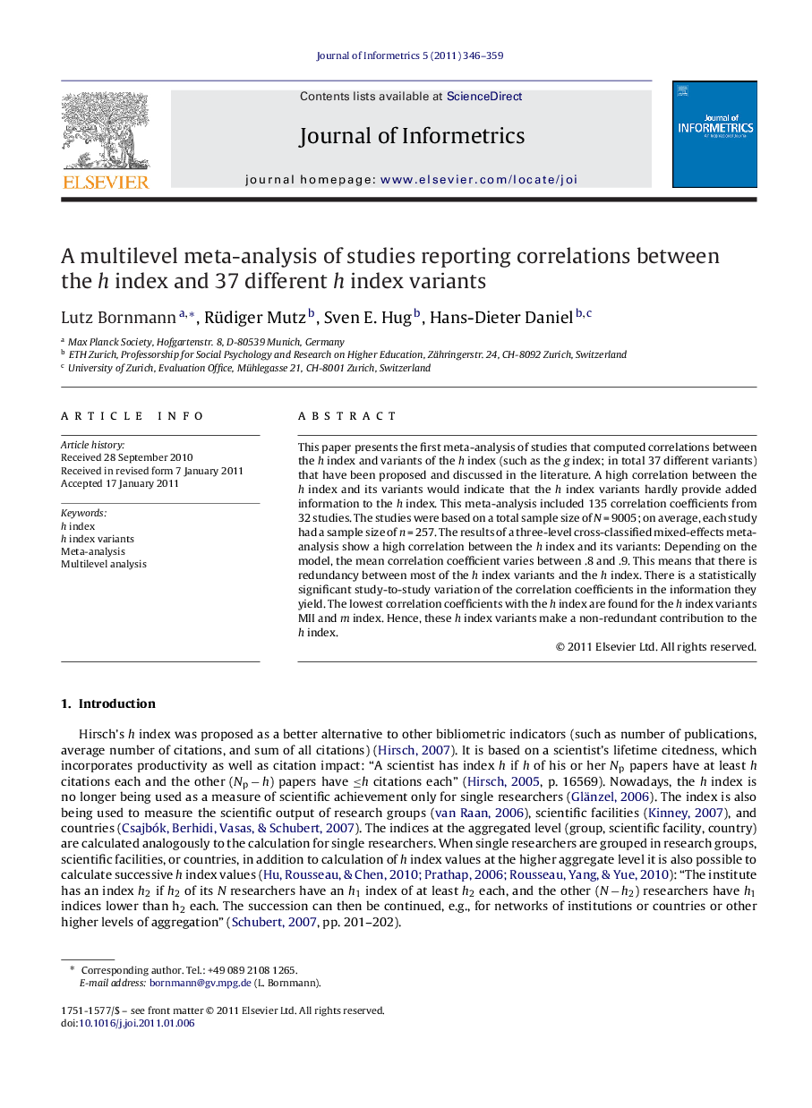 A multilevel meta-analysis of studies reporting correlations between the h index and 37 different h index variants