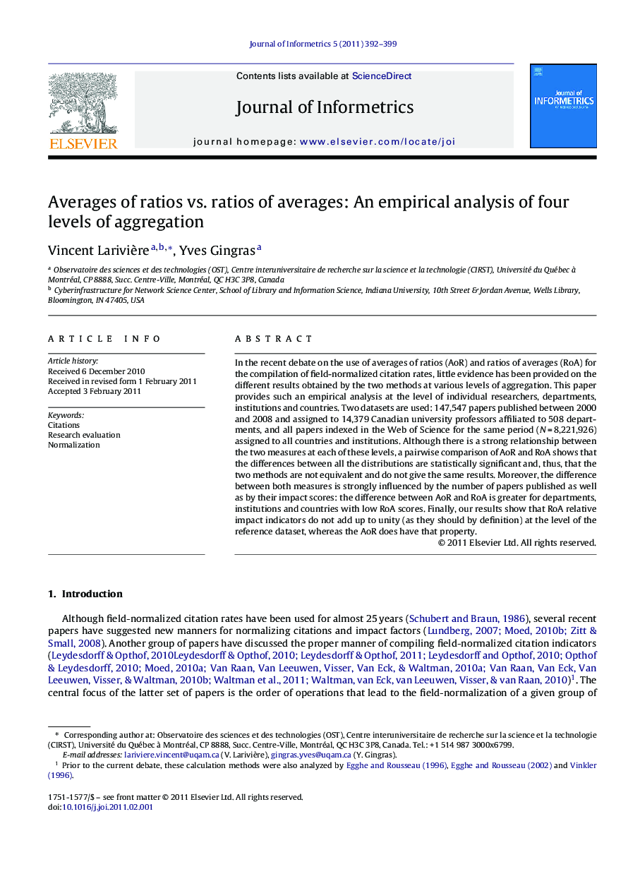 Averages of ratios vs. ratios of averages: An empirical analysis of four levels of aggregation
