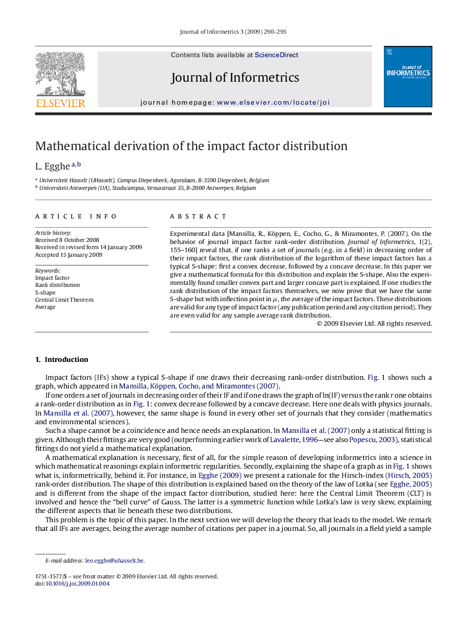 Mathematical derivation of the impact factor distribution