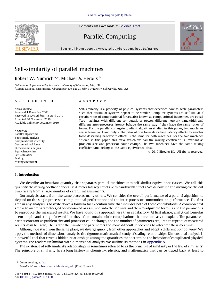 Self-similarity of parallel machines